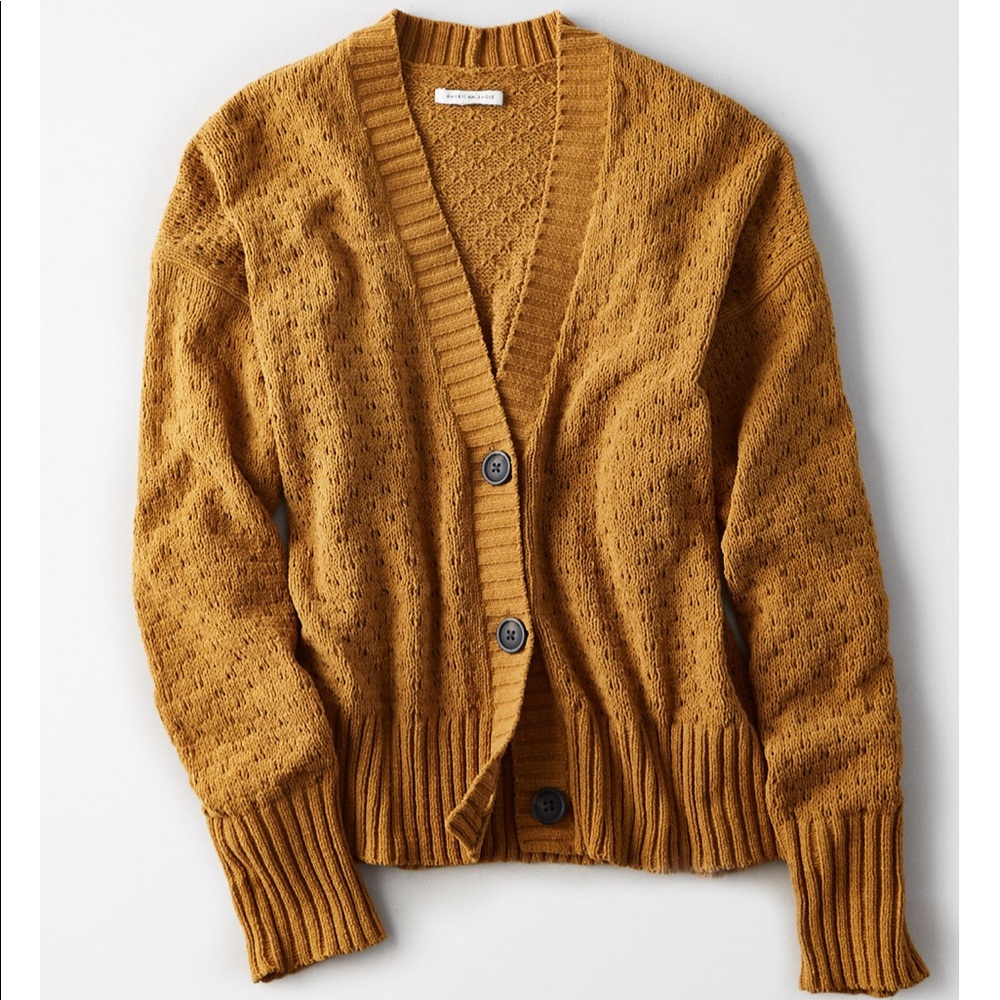 AE Crop Chenille Texture Cardigan